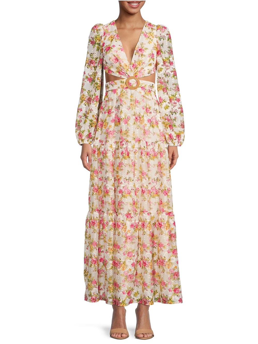 Gianni Bini Dresses Gianni Bini Lillian Floral Long Sleeve Maxi Dress Womens